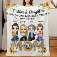 Mom, You're My Sunshine - Family Personalized Custom Blanket - Mother's Day, Birthday Gift For Mom - joliny