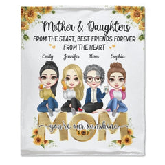 Mom, You're My Sunshine - Family Personalized Custom Blanket - Mother's Day, Birthday Gift For Mom - joliny