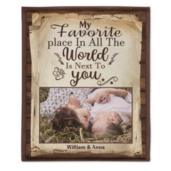 My Favorite Thing Is Staying Next To You - Upload Image, Gift For Couples, Husband Wife - Personalized Blanket - joliny