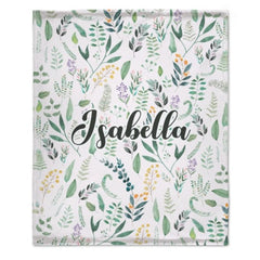 Name Custom Personalized Green Leaf Plant Blanket - Gift for Family and Friends - joliny