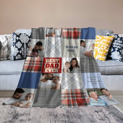 Patchwork Best Dad Memories Photo Blanket - joliny