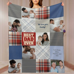 Patchwork Best Dad Memories Photo Blanket - joliny