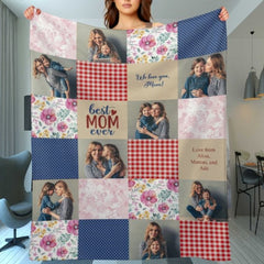 Patchwork Best Mom Grandma Memories Photo Blanket - joliny