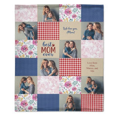 Patchwork Best Mom Grandma Memories Photo Blanket - joliny