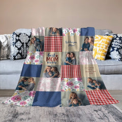 Patchwork Best Mom Grandma Memories Photo Blanket - joliny