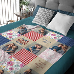 Patchwork Best Mom Grandma Memories Photo Blanket - joliny