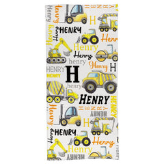 Personalized Name Construction Beach Towel - Gift For Baby Birthday - joliny