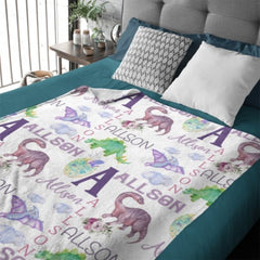 Personalized Name Dinosaur Blanket - Gifts for Kids - joliny