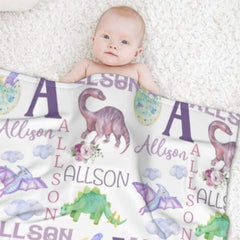 Personalized Name Dinosaur Blanket - Gifts for Kids - joliny