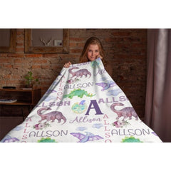 Personalized Name Dinosaur Blanket - Gifts for Kids - joliny