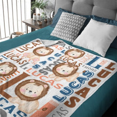 Personalized Name Lion Baby Blanket - Gifts for Kids - joliny