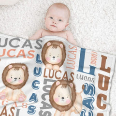 Personalized Name Lion Baby Blanket - Gifts for Kids - joliny