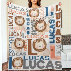 Personalized Name Lion Baby Blanket - Gifts for Kids - joliny