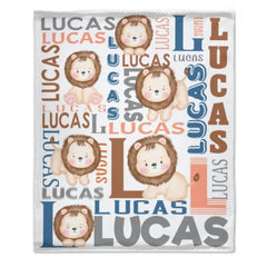 Personalized Name Lion Baby Blanket - Gifts for Kids - joliny