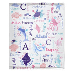 Personalized Sea Animal Blanket - Baby Birthday Gift - joliny