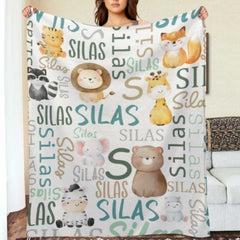 Personalized Woodland Animals Baby Blanket - Birthday Gifts for Baby Kids - joliny