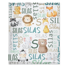 Personalized Woodland Animals Baby Blanket - Birthday Gifts for Baby Kids - joliny