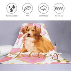 Portrait Pet Photo Name Custom Beach Towel - Customized Gift - joliny