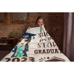 Shoot For The Stars Graduate - Personalized Blanket - joliny