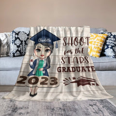 Shoot For The Stars Graduate - Personalized Blanket - joliny