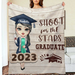 Shoot For The Stars Graduate - Personalized Blanket - joliny