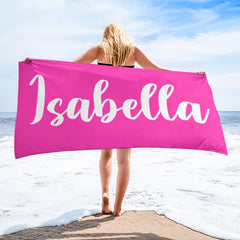 Simple Name Custom Personalized Beach Towel - Birthday Vacation Gift - joliny