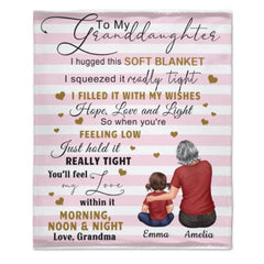 Stripe Pattern To My Granddaughter Grandson Grandchildren Personalized Fleece Blanket - joliny