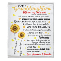 Sunflower Custom Name Blanket-Gift for Granddaughter - joliny