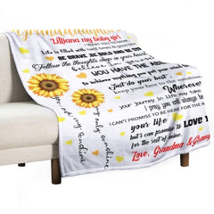 Sunflower Custom Name Blanket-Gift for Granddaughter - joliny