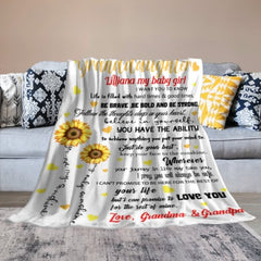 Sunflower Custom Name Blanket-Gift for Granddaughter - joliny