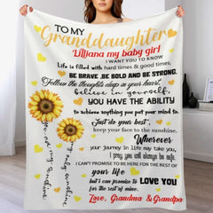 Sunflower Custom Name Blanket-Gift for Granddaughter - joliny