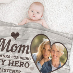 Thank You For Simply Being There Every Time - Upload Image, Gift For Mom, Personalized Blanket - joliny