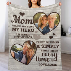 Thank You For Simply Being There Every Time - Upload Image, Gift For Mom, Personalized Blanket - joliny