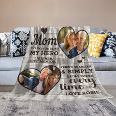 Thank You For Simply Being There Every Time - Upload Image, Gift For Mom, Personalized Blanket - joliny