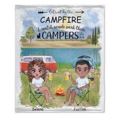 The Best Memories Are Made Camping - Husband & Wife - Gift For Camping Couples, Personalized Blanket - joliny