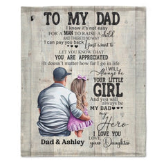 To My Dad Mom From Daughter Son Gift Wood Texture Personalized Fleece Blanket - joliny