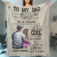 To My Dad Mom From Daughter Son Gift Wood Texture Personalized Fleece Blanket - joliny