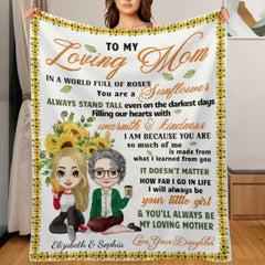 To My Loving Mom You Are A Sunflower - Family Personalized Custom Blanket - Birthday Gift For Mom From Daughter - joliny