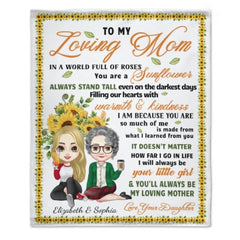 To My Loving Mom You Are A Sunflower - Family Personalized Custom Blanket - Birthday Gift For Mom From Daughter - joliny