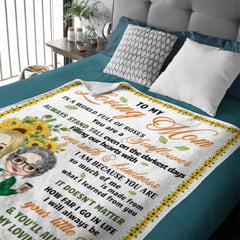 To My Loving Mom You Are A Sunflower - Family Personalized Custom Blanket - Birthday Gift For Mom From Daughter - joliny