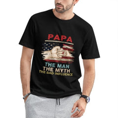 USA The Man The Myth The Bad Influence - Gift for Dad, Personalized Custom Unisex T-shirt - joliny