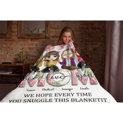 We Hope Every Time You Snuggle This Blanket - Family Personalized Custom Blanket - Birthday Gift For Mom - joliny