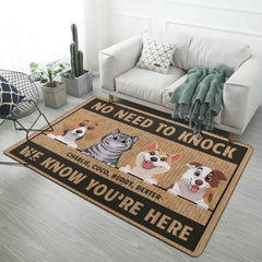 We Know You're Here, Dogs And Cats - Personalized Decorative Mat - joliny