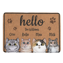 Welcome To Our Home - Cat Personalized Custom Decorative Mat - Gift For Pet Owners, Pet Lovers - joliny