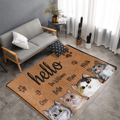 Welcome To Our Home - Cat Personalized Custom Decorative Mat - Gift For Pet Owners, Pet Lovers - joliny