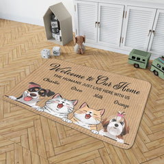 Welcome To The Pet Home - Funny Personalized Pet Decorative Mat, Doormat (Cat & Dog) - joliny