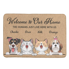 Welcome To The Pet Home - Funny Personalized Pet Decorative Mat, Doormat (Cat & Dog) - joliny