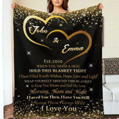 When You Need A Hug - Couple Personalized Custom Blanket - Valentine Gift For Husband Wife, Anniversary - joliny