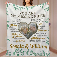 You Are My Missing Piece - Personalized Custom Blanket - Upload Image, Gift For Couple, Husband Wife, Anniversary, Engagement, Wedding, Marriage Gift, Christmas Gift - joliny