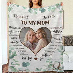 You're The Strongest Woman I Know - Upload Image, Gift For Mom, Personalized Blanket - joliny